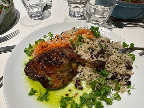 Comfort Kitchen signature dishes Jerk Pork ShankSmoked Turkey CroquettesSeasonal Tasting Menu